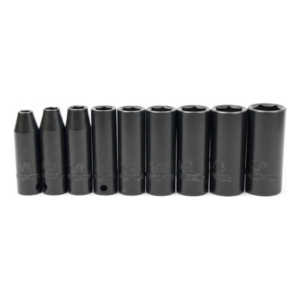 Juego De 9 Dados Impacto Husky 3/8 Sae Largos 1/4 A 3/4  Inc
