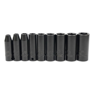 Juego De 9 Dados Impacto Husky 3/8 Sae Largos 1/4 A 3/4  Inc