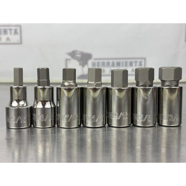 Juego De 7 Dados Punta Hexagonal Allen Sae Husky Mando 1/2