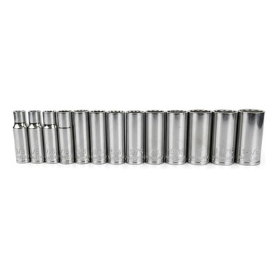 Juego De 13 Dados Largos Husky 12 Puntas 1/2 Sae 3/8-1 1/8 Plateado