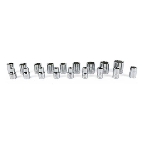 Juego De 18 Dados Husky 6 Puntas Encastre 1/2 Métrico 9-32mm Plateado