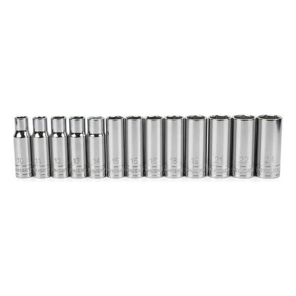 Juego De 13 Dados Largos Husky 6 Puntas 1/2 Métrico 10-24mm