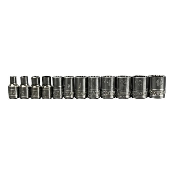 Juego 13 Dados Husky 12 Puntas Encastre 1/4 Métrico 4-14mm