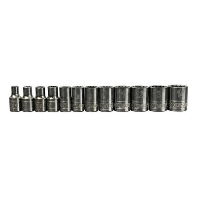 Juego 13 Dados Husky 12 Puntas Encastre 1/4 Métrico 4-14mm
