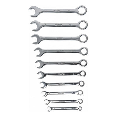 Set 10 Llaves Mini Combinadas Husky Milimétricas 4mm A 11mm Plateado