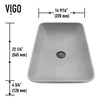 Lavabo Rectangular 56x38x12 Cm Gris Tipo Concreto Lorca Gris Mate