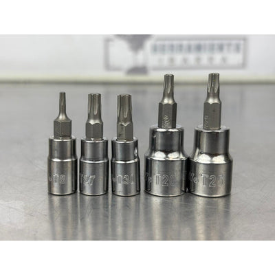 Juego De 5 Dados Torx Husky Mandos 1/4 Y 3/8