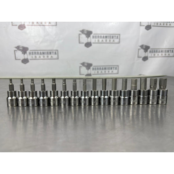 Juego De Dados Punta Hexagonal  Husky 16 Piezas Mando 3/8