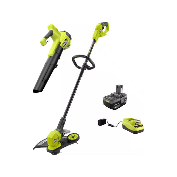 Ryobi Kit Sopladora Desbrozadora 18v Batería 4ah Verde