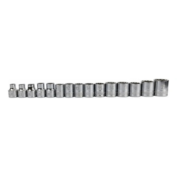Juego De 15 Dados Husky 12 Puntas 3/8 Métrico 6-21mm Plateado