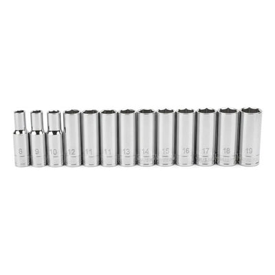 Dados Largos Husky 3/8 Métrico 6 Puntas Set 12 Piezas Plateado