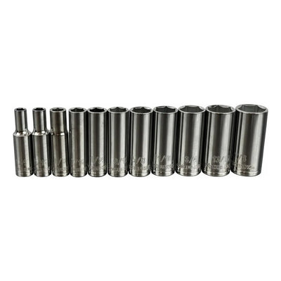 Juego De 11 Dados Largos Husky 6 Puntas 3/8 Sae 1/4-7/8in Plateado